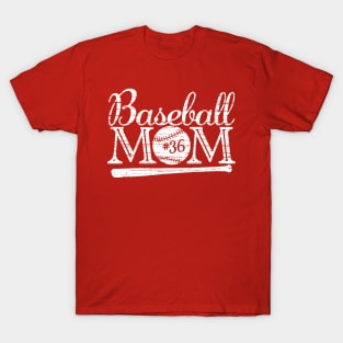 Vintage Baseball Mom #36 Favorite Player Biggest Fan Number Jersey T-Shirt